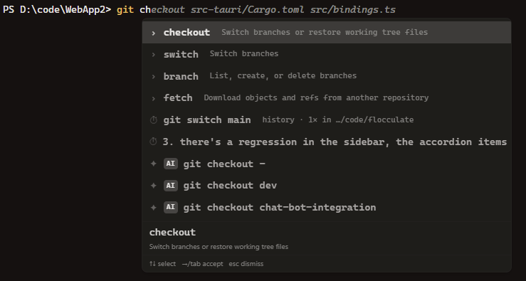 Grounded completer suggesting completions with inline ghost text